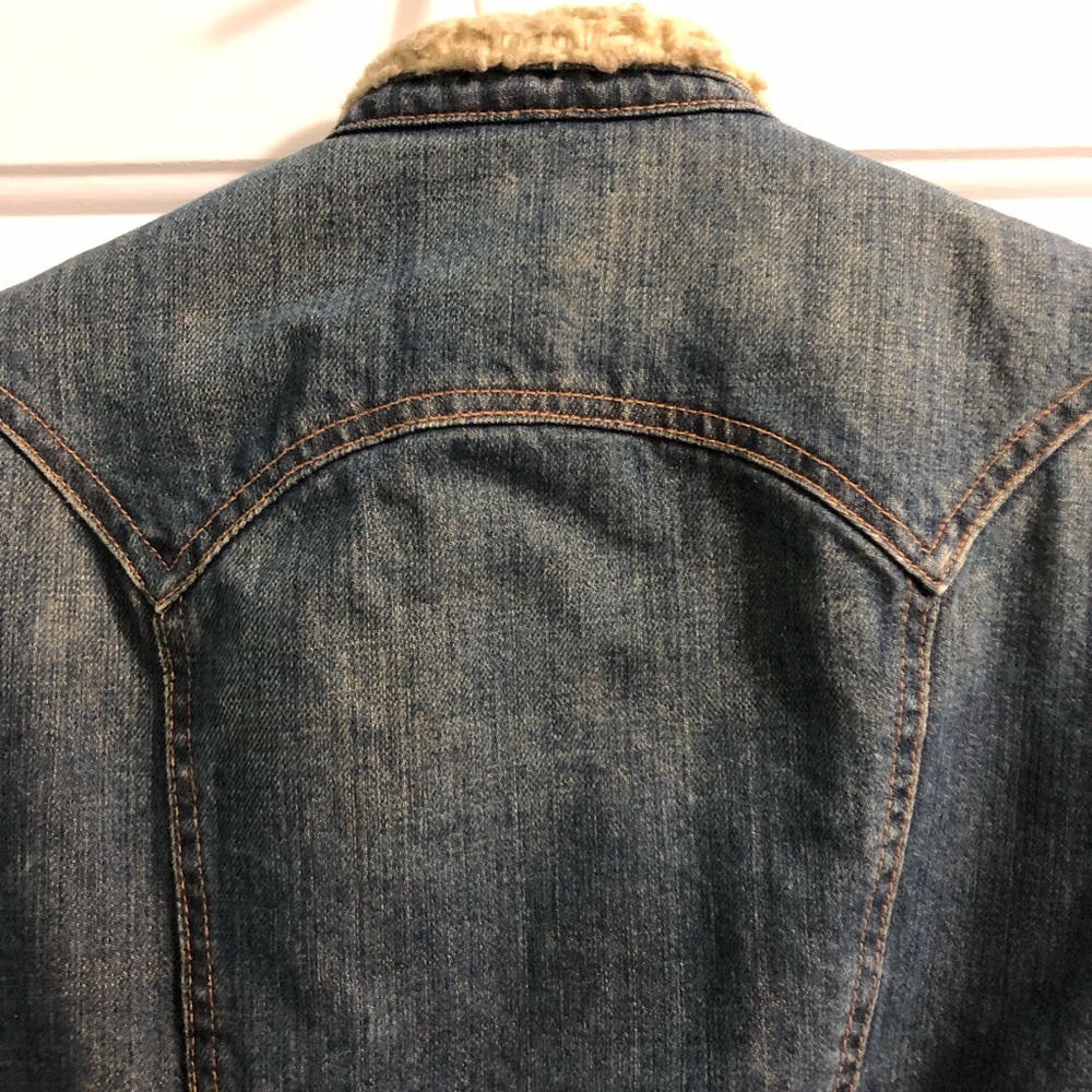 GAP‎ Denim Trucker Jacket Sherpa Lining Vintage Bomber Acid Wash Women’s XS - Picture 4 of 8